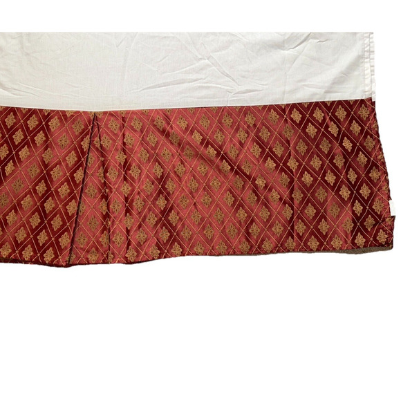 Wamsutta Full / Queen Size Luxury Bed Skirt Red Tan Embroidered Print Satin - Picture 1 of 5